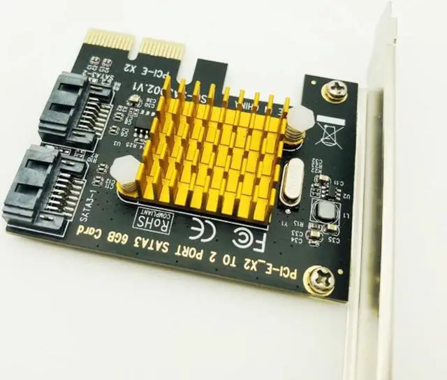 Alt view image 2 of 3 - SATA Card PCI-E 2X 4X 8X 16X Controller Cards PCI Express to SATA 3.0 2-Port SATAIII 6Gbps Expansion Adapter Boards Add On Cards