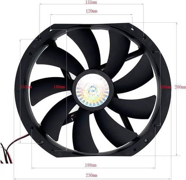 Alt view image 2 of 3 - Large Size Air Flow Computer Case Fan,230mm 23cm 12V Mute Low Noise Cooling,230X200X30mm A23030-07CB-3MN-F1 DF2303012SELN