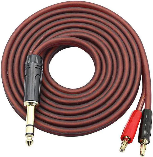 Main image of 6.35mm 1/4 TRS to Banana Plug Speaker Cable, 6.35mm 3 Pole Speaker Cable with 4mm Banana Plug 2Pcs OFC HiFi Speaker Wire