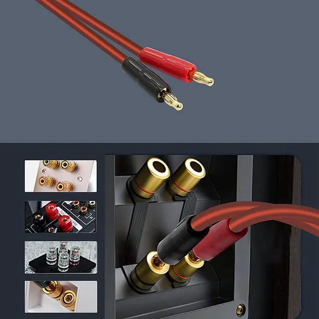 Alt view image 2 of 4 - 6.35mm 1/4 TRS to Banana Plug Speaker Cable, 6.35mm 3 Pole Speaker Cable with 4mm Banana Plug 2Pcs OFC HiFi Speaker Wire