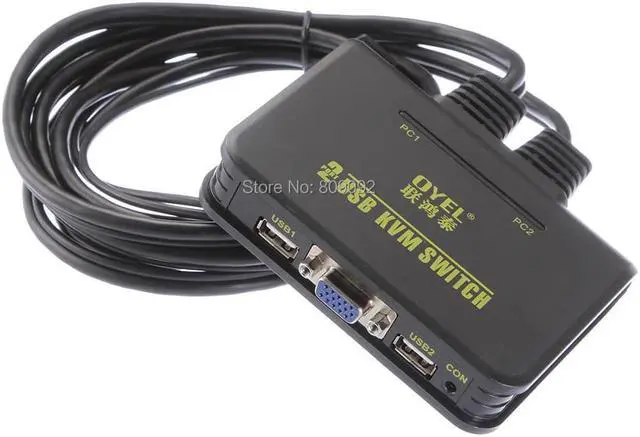 Alt view image 2 of 3 - 2-In-1-Out 2-Port USB KVM VGA Switcher Switch Box With Cable for Computer Video Monitor Mouse Keyboard Adapter Multimedia