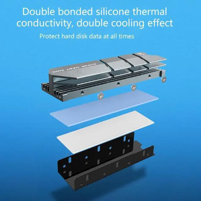 Alt view image 4 of 4 - 1Set M.2 SSD NVMe NGFF Heat Sink Aluminum Heatsink with Thermal Pad for M2 2280 SSD Hard Disk Desktop PC Cooler