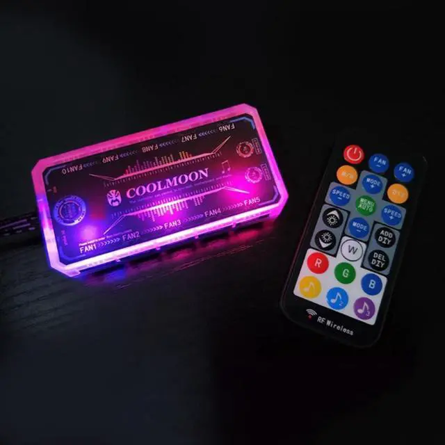 Alt view image 2 of 4 - D7YC COOLMOON RGB Fan Music Controller PC Cooling Chassis Silent Fan Hub for Connecting/Sync to Motherboard