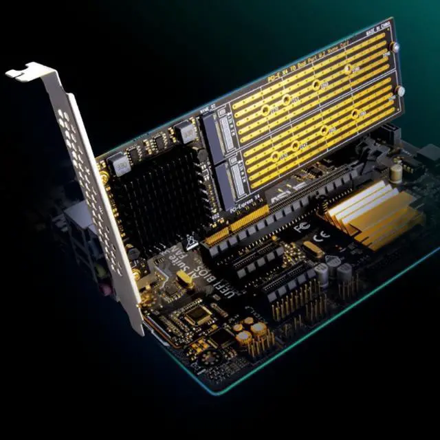 Alt view image 6 of 7 - PCI Express Expansion Card PCI-E to M2 Controller PCIe X4 to M.2 NVME Dual Disk Adapter Add On Cards For 2230-22110 SSD