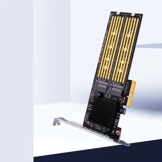 Alt view image 5 of 7 - PCI Express Expansion Card PCI-E to M2 Controller PCIe X4 to M.2 NVME Dual Disk Adapter Add On Cards For 2230-22110 SSD