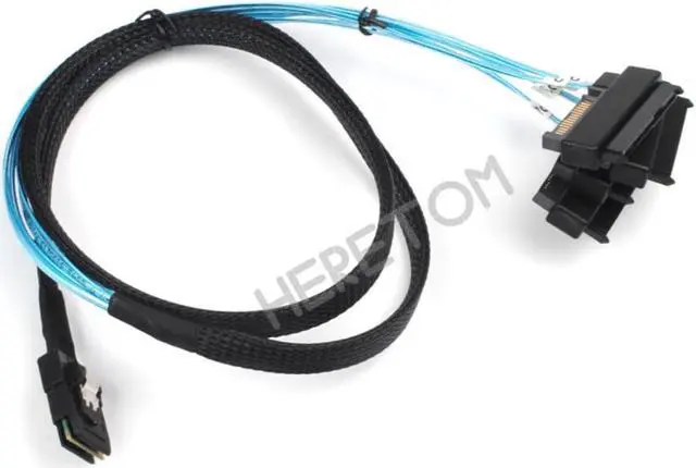 Alt view image 2 of 3 - Mini SAS 36P SFF 8087 to 4 SAS 29 Pin SFF-8482 with 15P SATA Power Cable Hard Drive Splitter Cord Wire connectors 1M