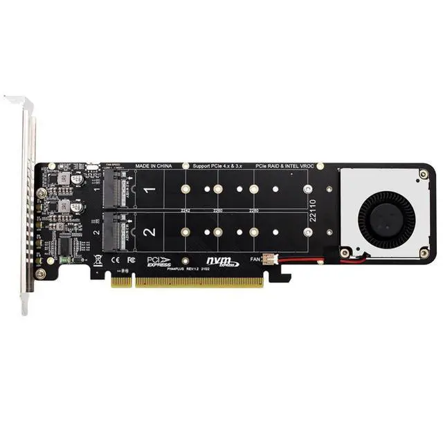 Alt view image 3 of 6 - PCI-E 16X to M.2 M-KEY NVME SSD RAID Adapter Card PCI-E4.0 PCI Express X4 Expansion Card for 2U Server Split Adapter Multiplier