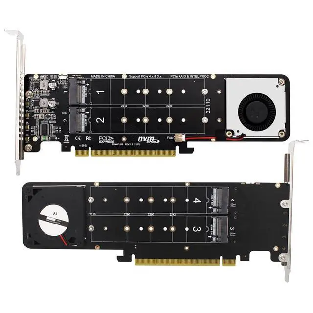 Alt view image 2 of 6 - PCI-E 16X to M.2 M-KEY NVME SSD RAID Adapter Card PCI-E4.0 PCI Express X4 Expansion Card for 2U Server Split Adapter Multiplier