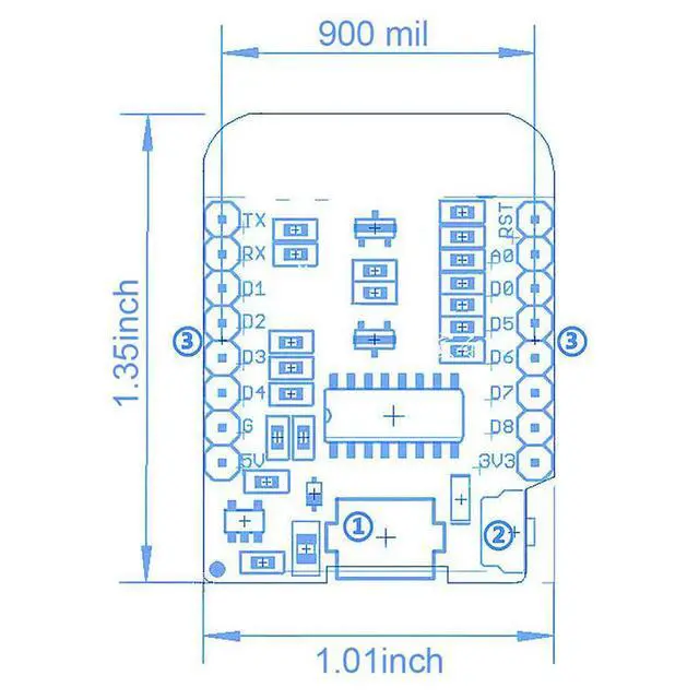 Alt view image 4 of 5 - 3 Pcs ESP8266 ESP-12F D1 Mini Modules 4M Bytes WLAN Wifi Internet Development Board For Arduino, Wemos D1 Mini Nodemcu