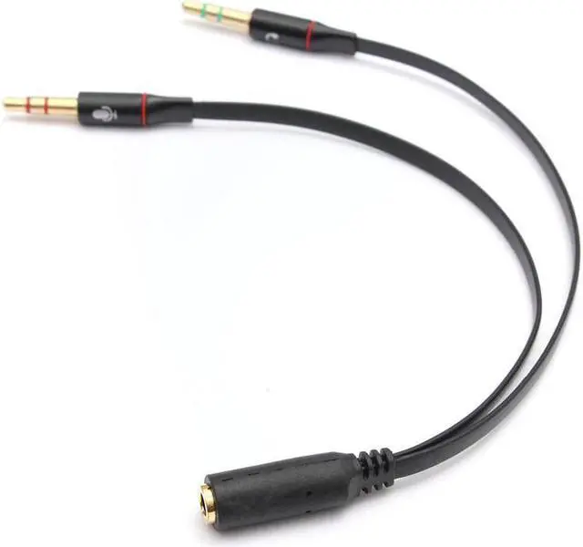 Alt view image 4 of 5 - 3.5 mm Black Headphone Earphone Audio Cable Micphone Y Splitter Adapter 1 Female to 2 male Connected Cord to Laptop PC