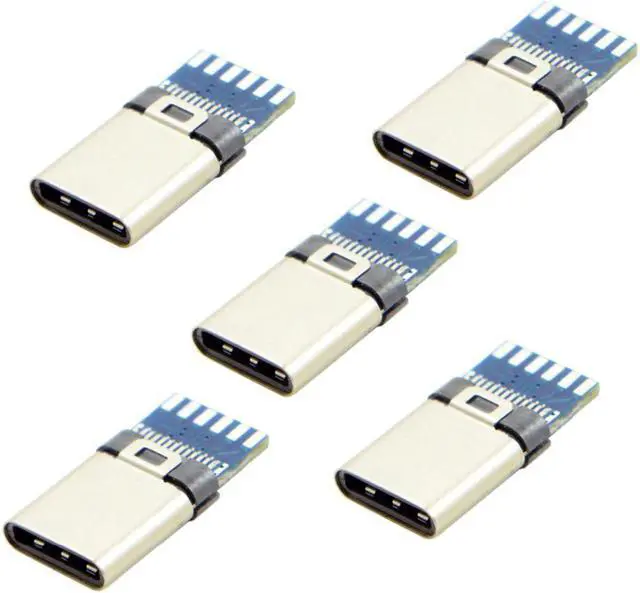 Alt view image 5 of 5 - 5set DIY 24pin USB 3.1 Type C USB-C Male Plug Connector SMT type with 3.5mm SR and Housing Cover
