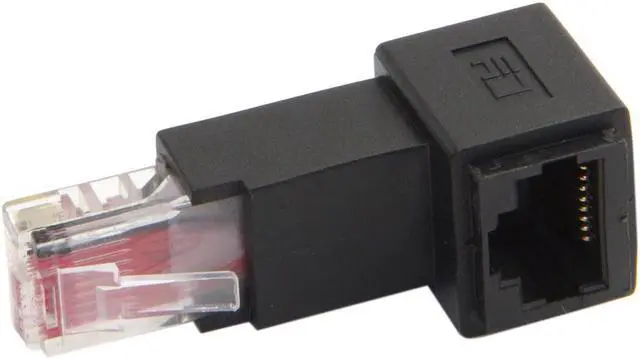Alt view image 4 of 5 - CableCC Down Angled 90 Degree 8P8C FTP STP UTP Cat 5e Male to Female Lan Ethernet Network Extension Adapter