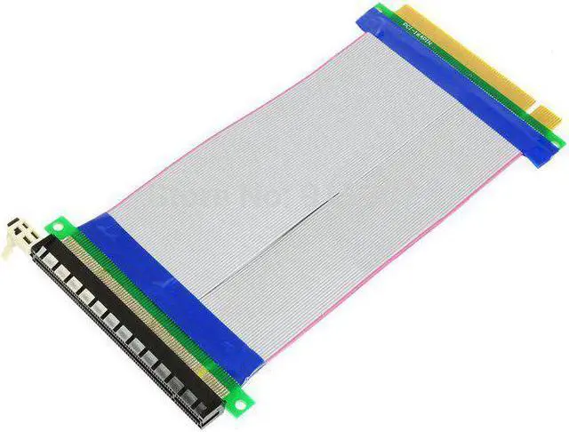 Alt view image 4 of 5 - 20cm PCI-E Express 16X to 16x Male to Female Riser Extender Card Ribbon Cable