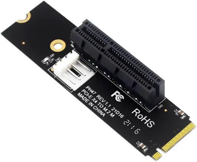 Alt view image 3 of 6 - NGFF M.2 to PCI-E 4X Riser Card M2 M Key to PCIe X4 Adapter with LED Indicator SATA Power Riser for Bitcoin Miner Mining