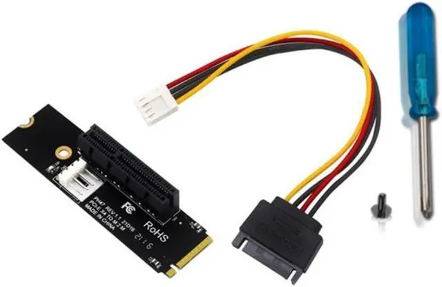 Main image of NGFF M.2 to PCI-E 4X Riser Card M2 M Key to PCIe X4 Adapter with LED Indicator SATA Power Riser for Bitcoin Miner Mining