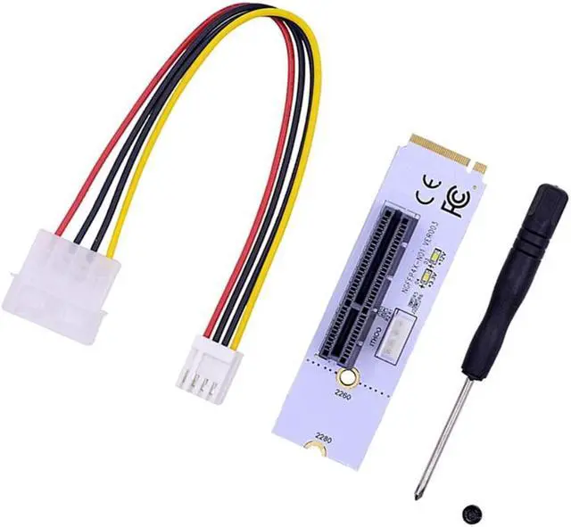 Alt view image 2 of 3 - NGFF M.2 to PCI-E 4X Riser Card M2 Key M to PCIe X4 Adapter with LED Voltage Indicator for ETH GPU BTC Mining 2 Pack