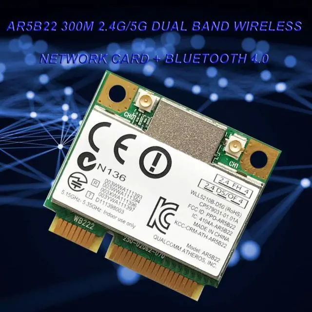 Main image of Dual Band 300Mbps Wifi AR5B22 Wireless 802.11a/b/g/n Half Mini PCI-E WLAN 2.4G/5Ghz  4.0 Wi-Fi Wireless Network Card