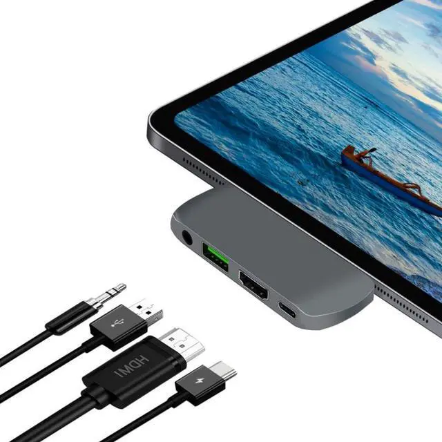 Alt view image 3 of 3 - Type C To HDMI-compatible USB C 3.0 Aux Adapter for IPad Pro MacBook Samsung S20 Dex Xiaomi 10 TV PS5 Nintendo Monitor