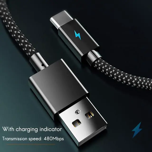 Alt view image 3 of 3 - LED Charging USB Data Cable Charger Cord Portable Transmission Power Line For PS5/PS4//Switch Pro/Phone Type C 3.0M