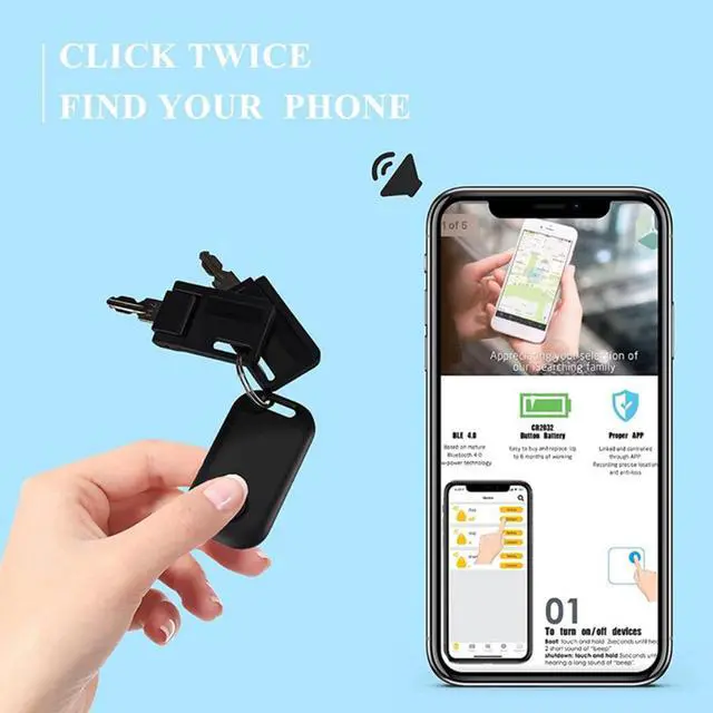 Alt view image 3 of 3 - 4 PCS Black White Keys Locator, Bluetooth Tracker for Keys Pets Wallets and School Bag, Key Finder Smart Trackers