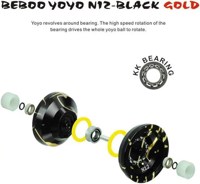 Alt view image 3 of 3 - Bebooyoyo 2 Set Metal Yoyo Professional Yoyo Set Yo Yo + Glove Yo-Yo Metal Yoyo Classic Toys Gift Present - N12 & G6