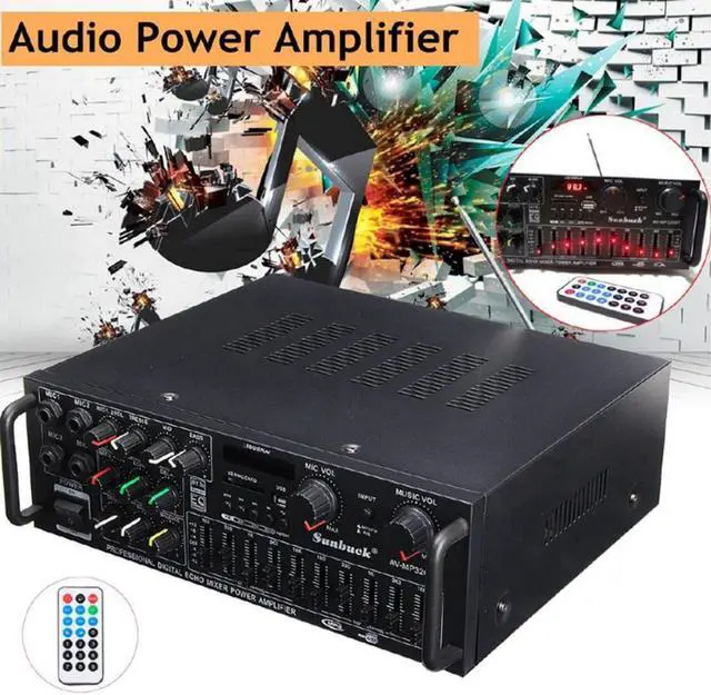 Alt view image 3 of 3 - SUNBUCK 2000W Bluetooth 5.0 Channel Audio Power HiFi Amplifier 326BT 12V/220V AV Amp Speaker with Remote Control(EU Plug)