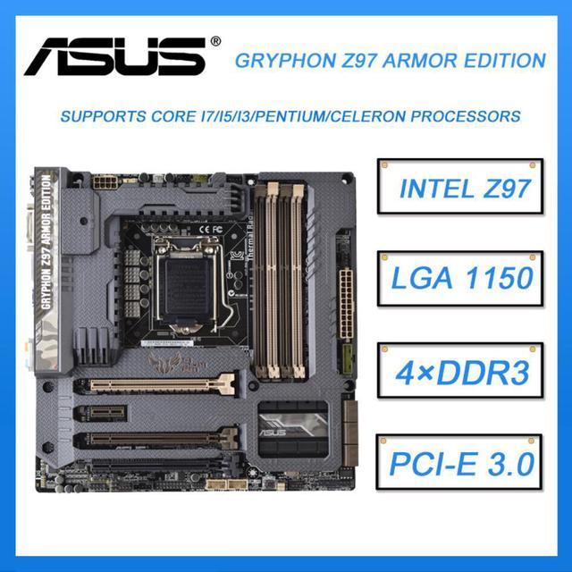 ASUS GRYPHON Z97 ARMOR EDITION 1150 Motherboard DDR3 32GB PCI-E 3.0 USB3.0  Micro ATX Intel Z97 Motherboard For Core i3-4150 cpus - Newegg.com