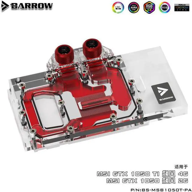 Main image of Barrow BS-MSB1050T-PA, Full Cover Graphics Card Water Cooling Block for MSI GTX1050Ti/1050