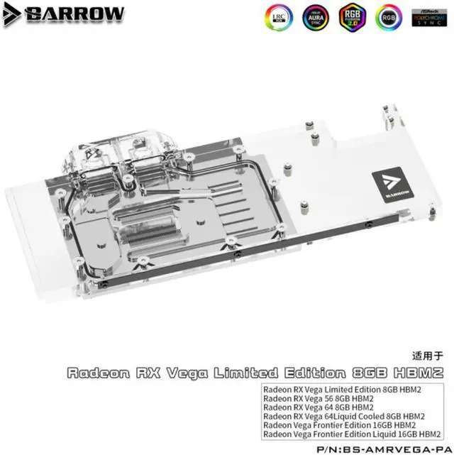 Main image of Barrow BS-AMRVEGA-PA, LRC 2.0 5V Radeon RX VEGA Border Edition full coverage graphics card water cooling block