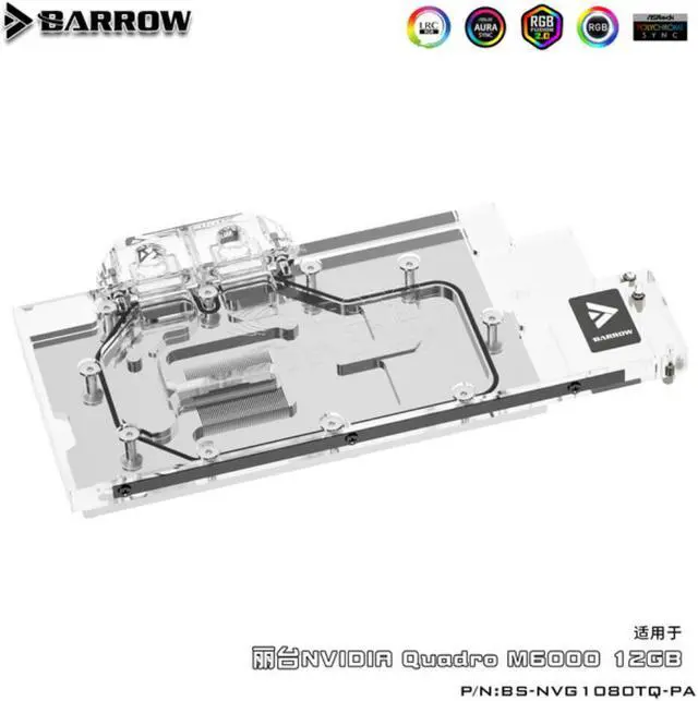 Main image of Barrow BS-NVG1080TQ-PA, Full Cover Graphics Card Water Cooling Blocks,For Leadtek Nvidia Quadro M6000 12GB
