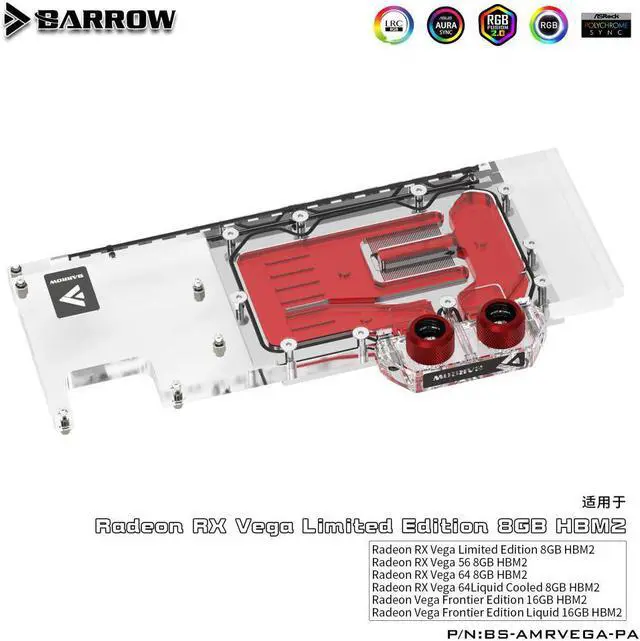 Alt view image 3 of 3 - Barrow BS-AMRVEGA-PA, LRC 2.0 5V Radeon RX VEGA Border Edition full coverage graphics card water cooling block