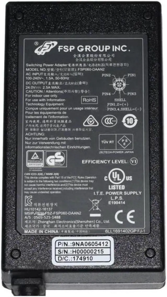 Alt view image 2 of 2 - FSP FSP060-DAAN2 24V 2.5A 60W AC Adapter Charger For FSP H00000901 HU10142-16137 4Pin Laptop Power Supply Adapter