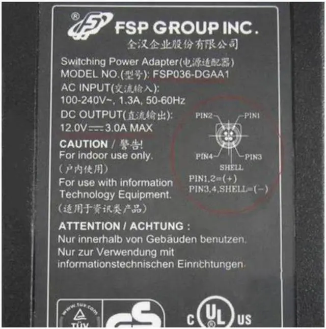 Alt view image 2 of 2 - FSP 12V 3A 36W 4PIN FSP036-DGAA1 AC Adapter For Power Supply Charger