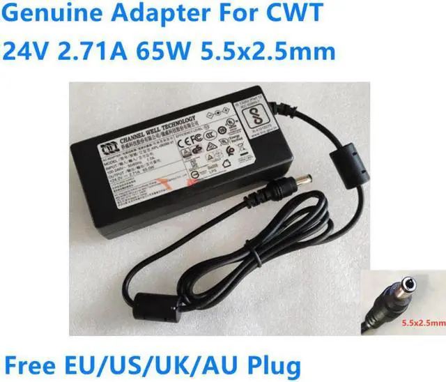 Main image of 24V 2.71A 65W 5.5x2.5mm KPL-065M-VI AC Adapter For CWT Power Supply Charger
