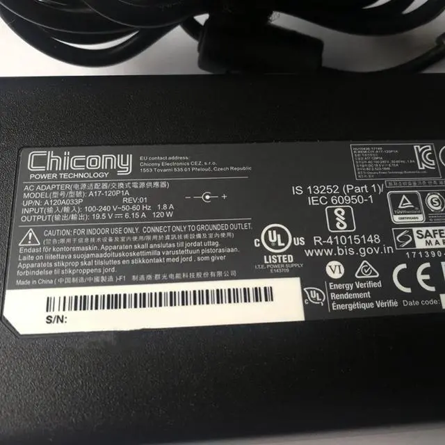 Alt view image 2 of 2 - Thin Chicony A17-120P1A 120W 19.5V 6.15A A120A033P AC Adapter For MSI GE72 GP62 GE60 GE70 Laptop Power Supply Charger