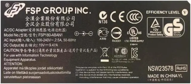 Alt view image 2 of 2 - 19V 9.47A 180W 5.5x2.5mm FSP FSP180-ABAN2 FSP180-ABAN1 AC/DC Power Adapter For 180W Laptop Power Supply Charger