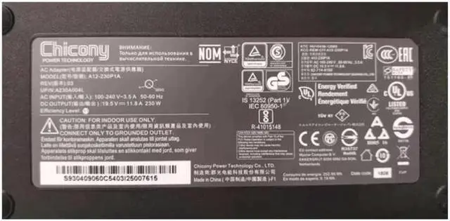 Alt view image 2 of 2 - Chicony A12-230P1A 19.5V 11.8A 230W A230A004L AC Adapter For MSI GE73VR GT72S GE63VR GT72VR Laptop Power Supply Charger