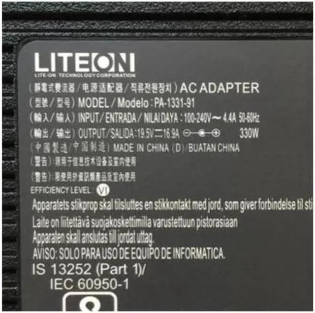 Alt view image 2 of 2 - 19.5V 16.9A 330W 7.4x5.0mm LITEON PA-1331-91 Power Supply AC Adapter For 330W 240W Laptop Charger
