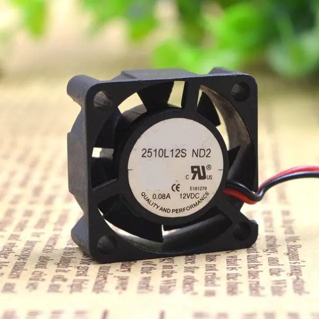 Alt view image 3 of 3 - 2510L12S ND2 DC 12V 0.08A 2510 25mm 2 wire cooling fan