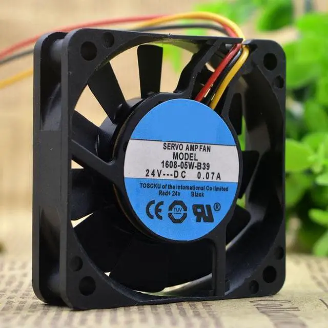 Alt view image 3 of 3 - 1608-05W-B39 6CM 6015 24V 0.07A 3 wire fan