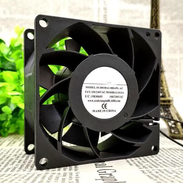 Alt view image 3 of 3 - The SCJ8038A2-HBAPL-AC 100/240V 0.3/0.9A 8038 2 line roller cooling fan