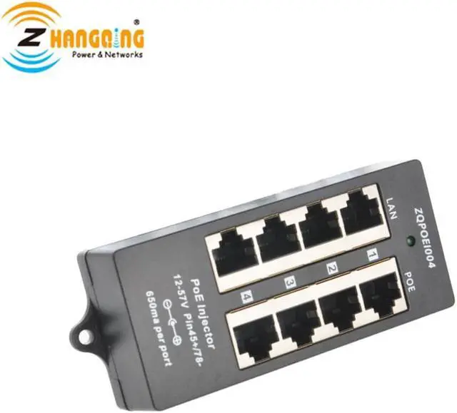 Alt view image 5 of 5 - 4Port PoE Patch Panel PoE Midspan PoE Injector including 24V 60W Power Adapter