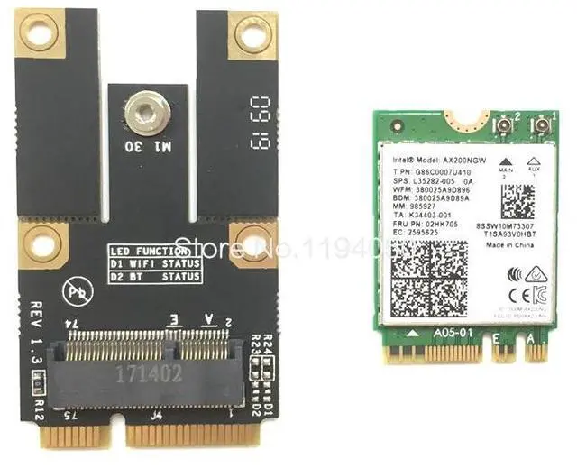 Alt view image 3 of 6 - NGFF M.2 Key A Wifi Bluetooth Card to Mini PCI-E Converter Adapter for Intel 7260 7265 8260 8265 9260 9560 AX200