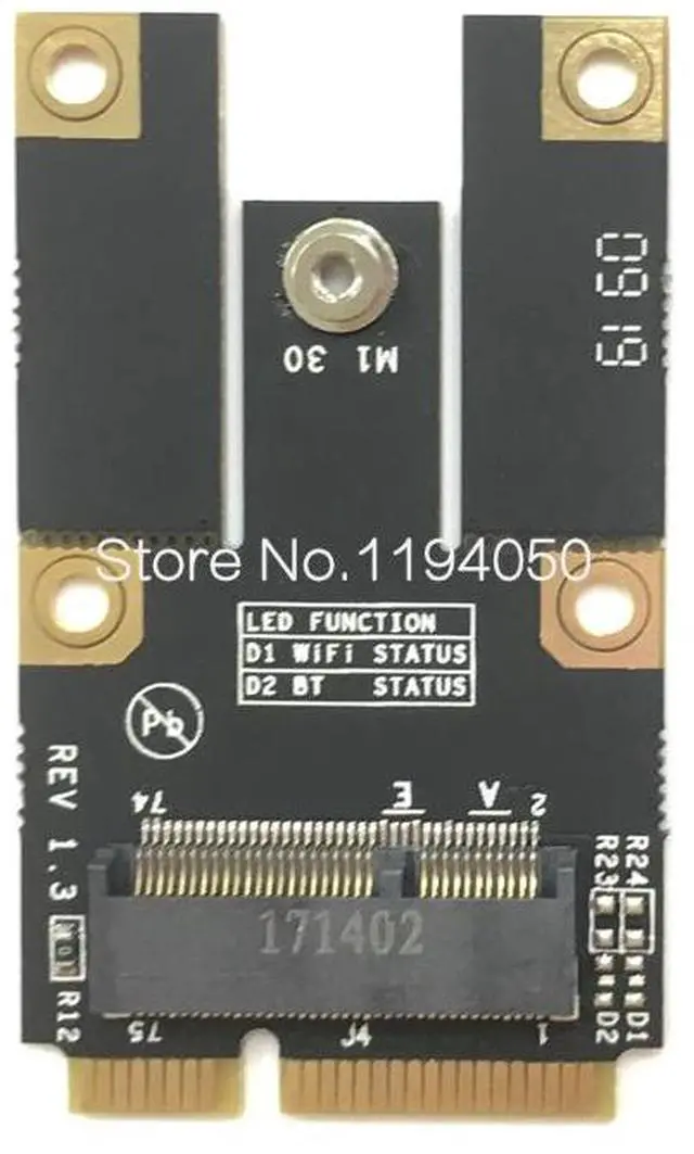 Alt view image 2 of 6 - NGFF M.2 Key A Wifi Bluetooth Card to Mini PCI-E Converter Adapter for Intel 7260 7265 8260 8265 9260 9560 AX200