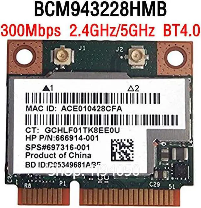 Alt view image 2 of 6 - Broadcom BCM943228HMB BCM43228 BCM943228 Half Mini PCI-e Wlan Wireless BT Bluetooth 4.0 Card 300M 2.4G/5G