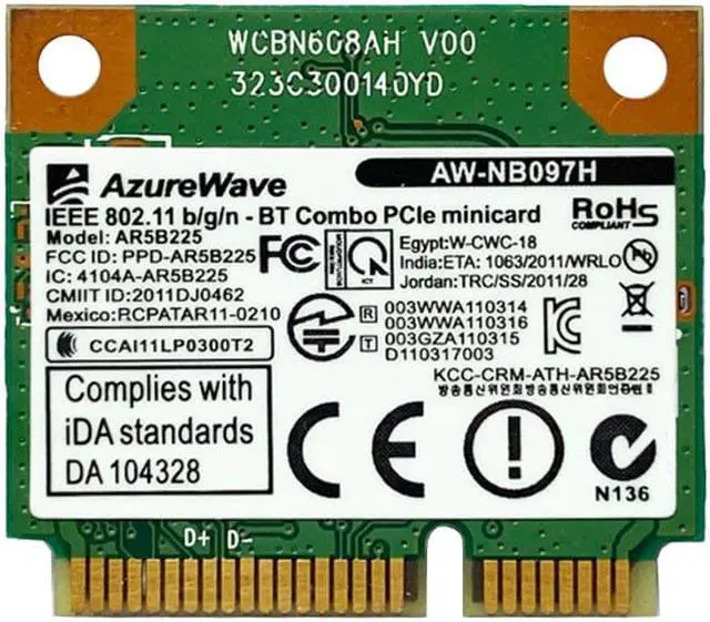 Alt view image 3 of 6 - Atheros WIFI Wireless N and Bluetooth 4.0 Combo Half Mini PCI-E Card AR5B225