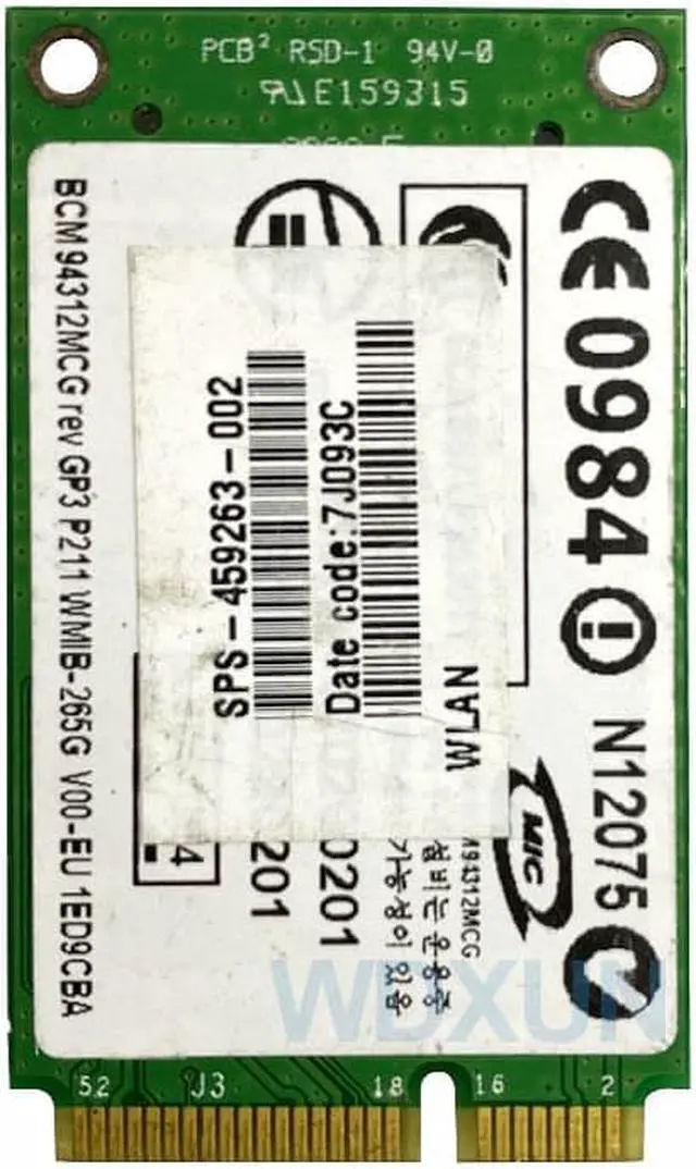 Alt view image 3 of 3 - BroadCom BCM94312MCG BCM4312 459263-002 Mini PCI-E Wireless Lan WLAN Wifi Wi Fi Card 802.11 4321MC