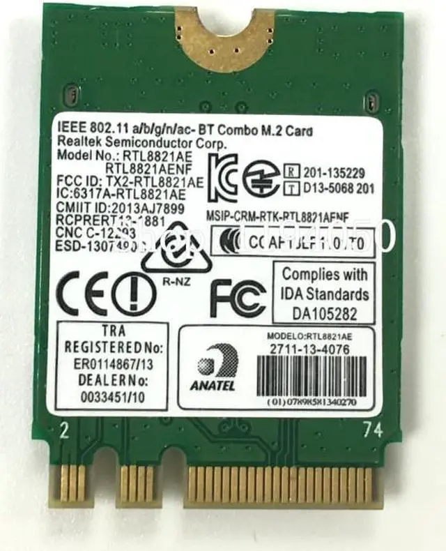 Alt view image 3 of 3 - AzureWave Realtek 802.11ac RTL8821AE WiFi Wireless  4.0Bluetooth Card RTL8821AENF RTK-RTL8821AENF network card WLAN RTL8821 8821