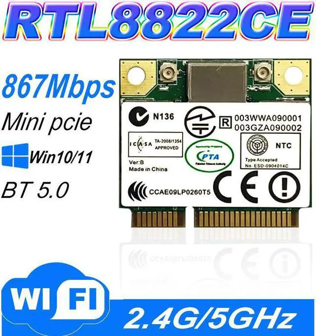Main image of RTL8822CE 1200Mbps Dual Band 2.4G/5G 802.11AC WiFi Card Network mini PCIe Card Bluetooth 5.0 Support Laptop PC Windows 10 win 11