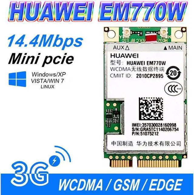 Main image of Unlocked EM770W MINI PCIE 3G WWAN mobile broadband HSPA Module HUAWEI EM770w 3g CARD
